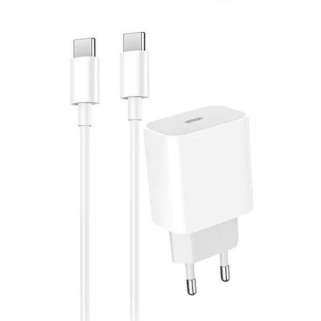 ŁADOWARKA SIECIOWA 3,6A 20W BIAŁA DENMEN + KABEL TYP-C 3600mA DC06  PD TYP-C DO TYP-C