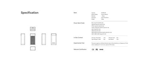 Bateria zewnętrzna (Powerbank) VEGER Tank Lite - 50 000mAh LCD Quick Charge PD 22,5W czarny (W5001)