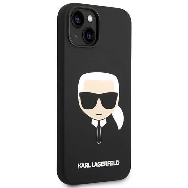 Original Handyhülle IPHONE 14 PLUS Karl Lagerfeld Harcase Silicone Karl's Head schwarz