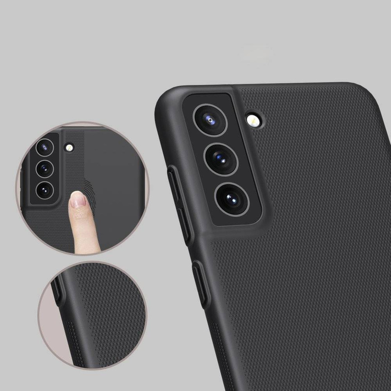 Nillkin Super Frosted Shield wzmocnione etui pokrowiec + podstawka Samsung Galaxy S21 FE czarny