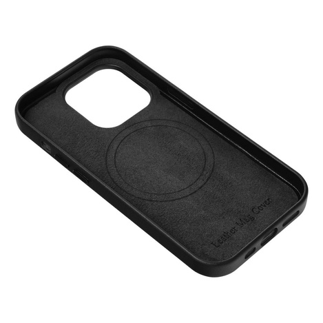 Futerał LEATHER MAG COVER kompatybilny z MagSafe do IPHONE 16 Plus czarny
