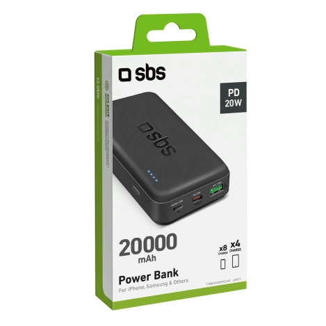 Powerbank SBS TTBB20000PD20K 20000 mAh 20W PD USB-C, USB-A, Micro-USB - black