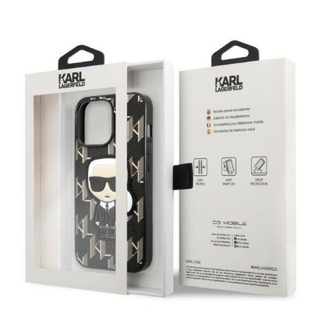 Original Case IPHONE 13 PRO Karl Lagerfeld Hardcase Monogram Ikonik Patch black