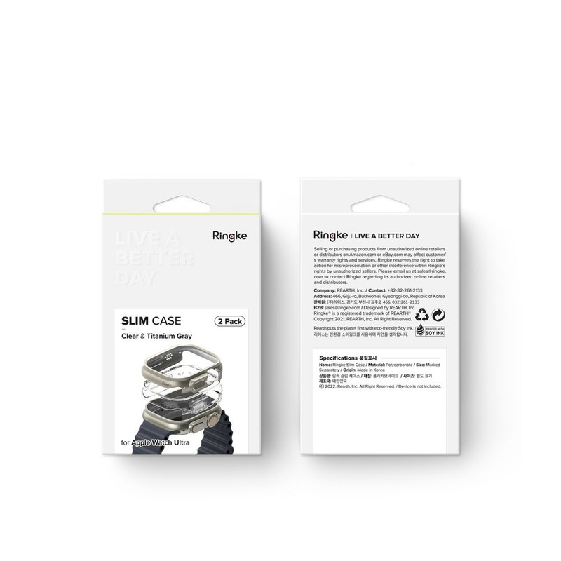 Schutzhülle APPLE WATCH ULTRA 49MM Ringke Slim 2-pack Clear & Titanium Grey