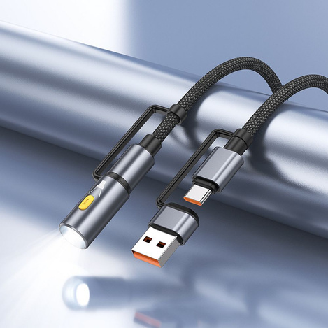 HOCO kabel All-in-one USB A / Typ C do Typ C / LED Light 3A 60W U138 1,2 m czarny