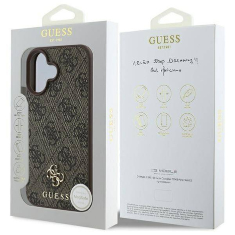 Etui Guess 4G Small Classic MagSafe na iPhone 16 - brązowe