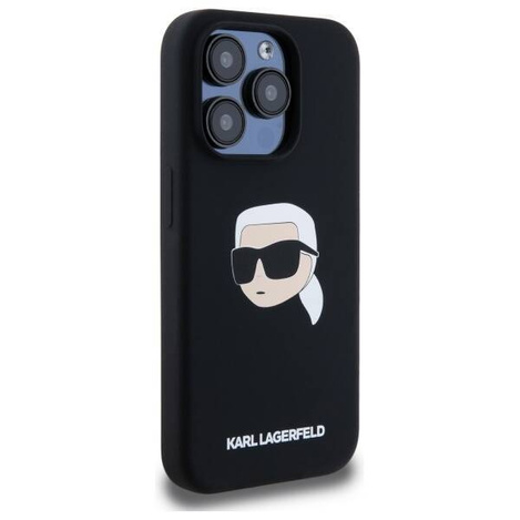 KARL LAGERFELD futerał do IPHONE 15 Pro kompatybilny z MagSafe KLHMP15LSKHPPLK (SIL KL Head Print) black
