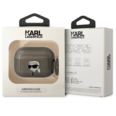 Original Handyhülle APPLE AIRPODS PRO Karl Lagerfeld Karl`s Head (KLAPHNIKTCK) schwarz