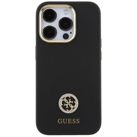Original Case APPLE IPHONE 15 PRO Guess Hardcase Silicone Logo Strass 4G (GUHCP15LM4DGPK) black