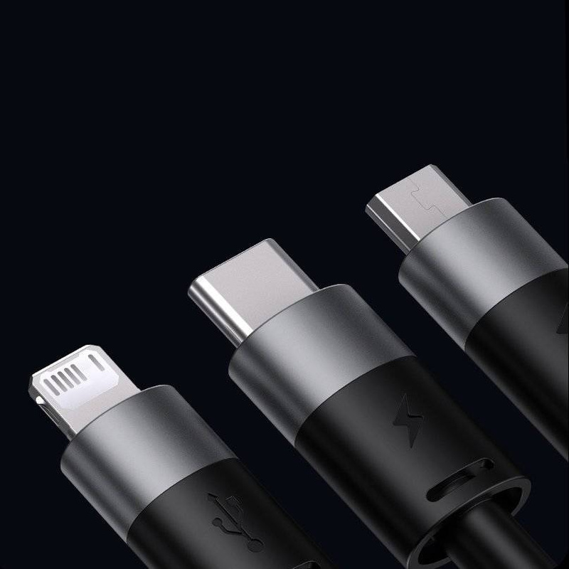 Baseus StarSpeed 1-for-3 Fast Charging Data Cable USB to M+L+C 3.5A 1.2m Blue