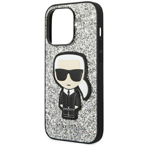 Karl Lagerfeld KLHCP14XGFKPG iPhone 14 Pro Max 6.7&quot; Hardcase silber / silber Glitter Flakes Ikonik