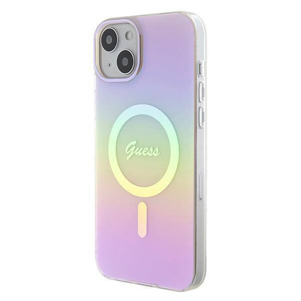 Original Case APPLE IPHONE 15 PLUS Guess Hardcase IML Iridescent MagSafe (GUHMP15MHITSP) pink