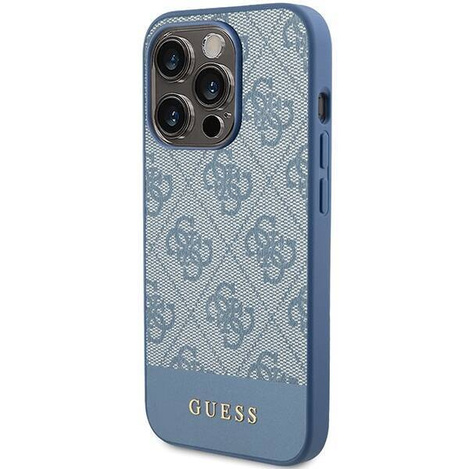 Original Handyhülle APPLE IPHONE 15 PRO Guess Hardcase 4G Stripe Collection (GUHCP15LG4GLBL) blau