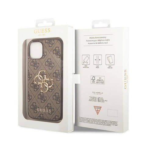 Guess GUHCP15S4GMGBR iPhone 15 6,1&quot; braun/braunes Hardcase 4G Big Metal Logo