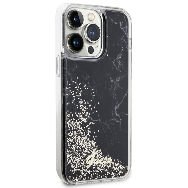 Guess GUHCP14XLCSGSGK iPhone 14 Pro Max 6,7" schwarz/schwarzes Hardcase Liquid Glitter Marble