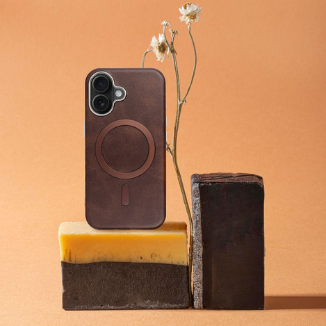 Futerał GENTLEMAN MAG COVER kompatybilny z MagSafe do IPHONE 16 PRO brązowy