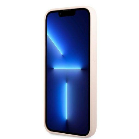 Original Case IPHONE 13 PRO Guess Hard Case Silicone Logo Plate MagSafe (GUHMP13LSPLP) pink