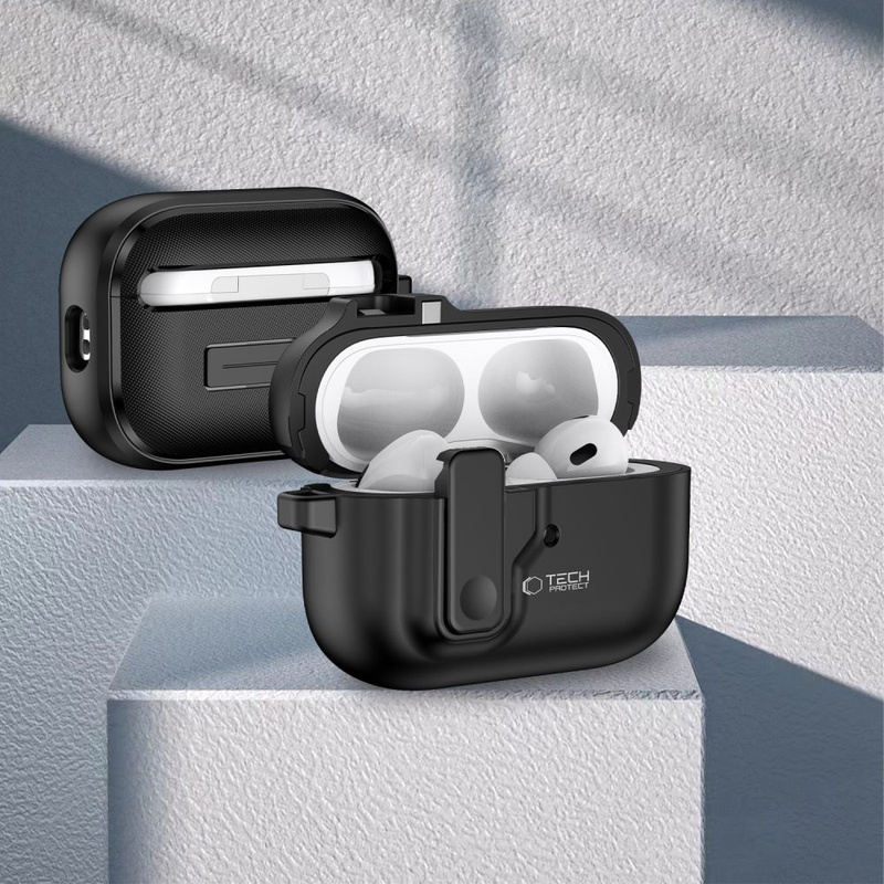 TECH-PROTECT ETUI SLIM HOOK AIRPODS PRO 1/2 BLACK