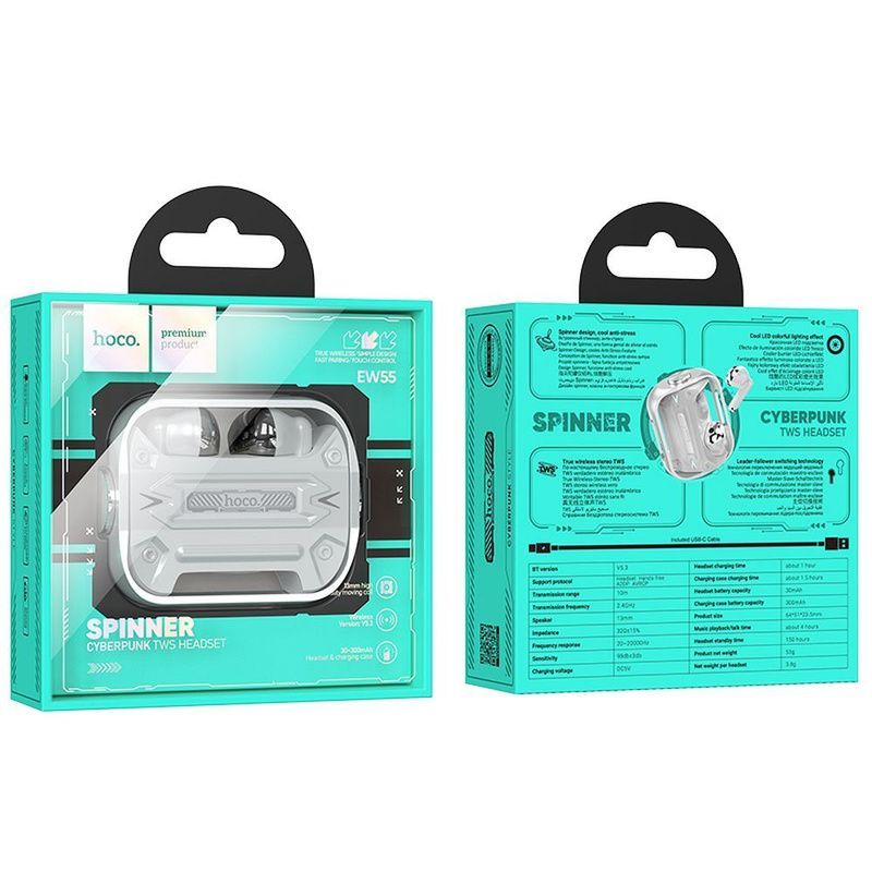 HOCO słuchawki bezprzewodowe / bluetooth stereo TWS EW55 Trendy True srebrne