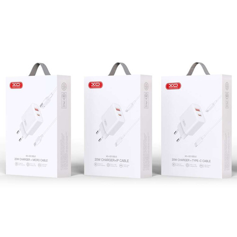 XO ŁAD SIEC CE12 PD QC 3.0 20W BIAŁA + KABEL USB-C/LIGHTNING