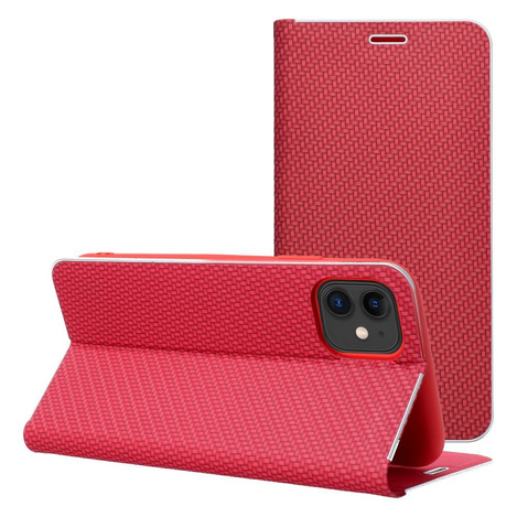 Kabura LUNA Book Carbon do IPHONE 16 Pro czerwony