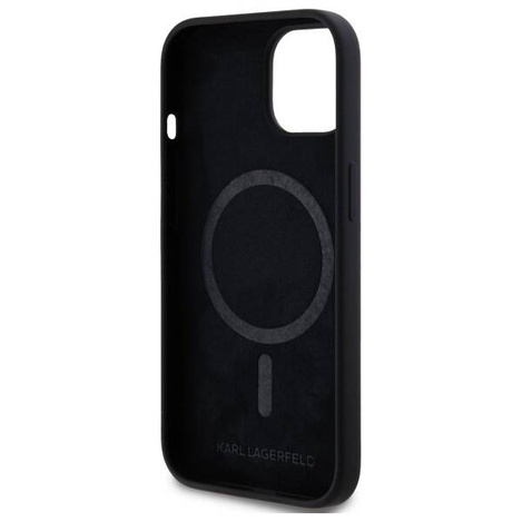 KARL LAGERFELD futerał do IPHONE 15 kompatybilny z MagSafe KLHMP15SSKHPPLK (SIL KL Head Print) black