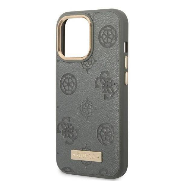 Guess Peony Logo Plate MagSafe - Etui iPhone 13 Pro Max (szary)