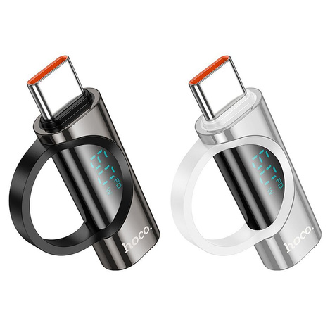 HOCO adapter Typ C (męski) do Lightning (żeński) z wyświetlaczem 3A 60W UA32A srebrny