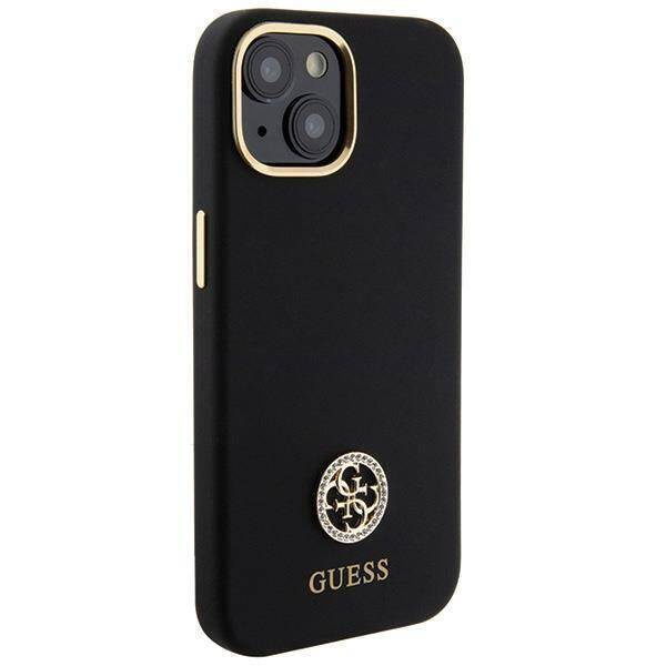 Original Case APPLE IPHONE 15 Guess Hardcase Silicone Logo Strass 4G (GUHCP15SM4DGPK) black