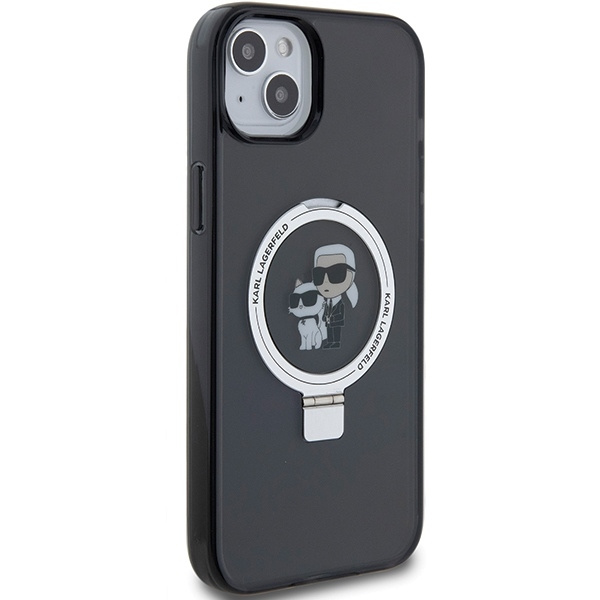 Karl Lagerfeld KLHMP15SHMRSKCK iPhone 15 6,1" schwarz/schwarz Hardcase Ringständer Karl&amp;Choupette MagSafe