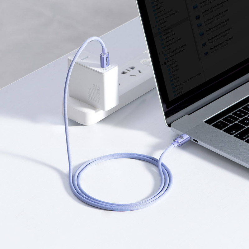 Baseus Crystal Shine Series Fast Charging Data Cable Type-C to Type-C 100W 1.2m Purple
