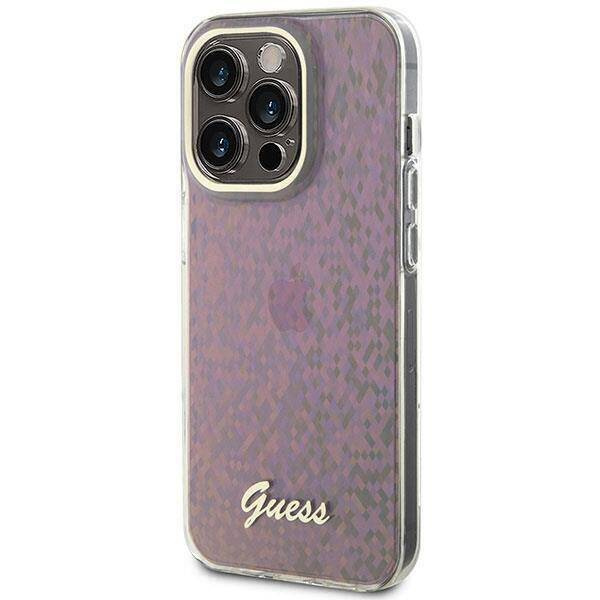 Etui Guess IML Faceted Mirror Disco Iridescent do iPhone 15 Pro Max - różowe