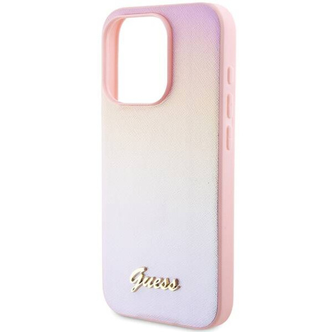 Oryginalne Etui GUESS hardcase Saffiano Iridescent Script GUHCP14LPSAIRSP do Iphone 14 Pro różowy