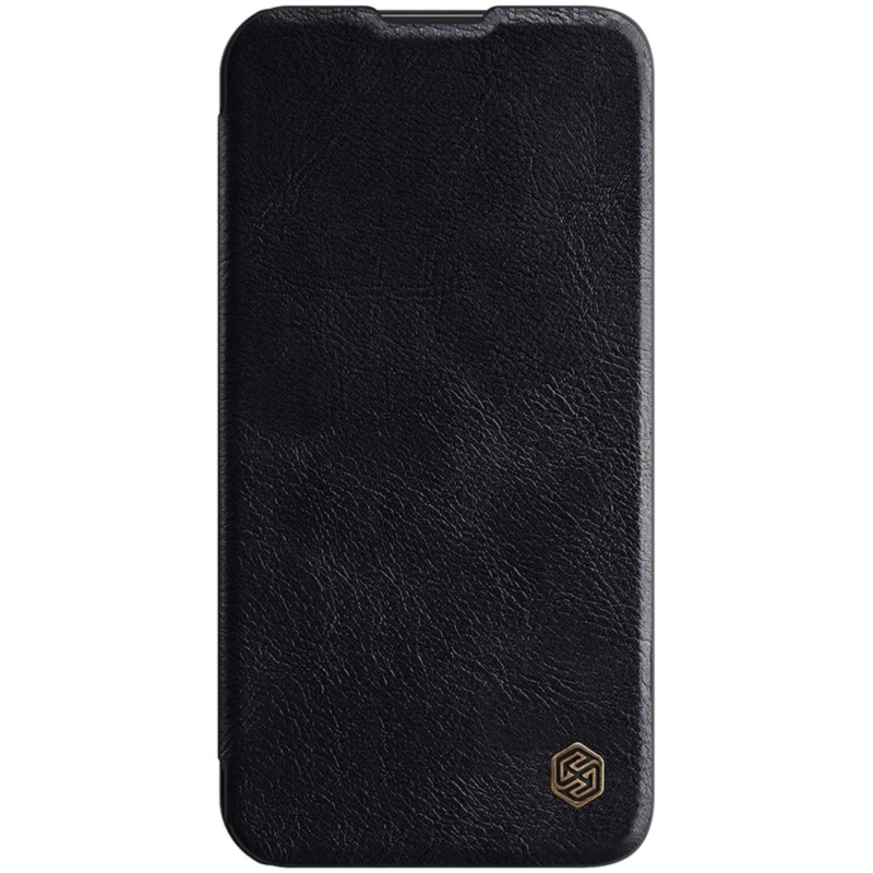 Nillkin Qin Leder Pro Hülle iPhone 14 Plus Kamera Cover Holster Cover Flip Case Schwarz