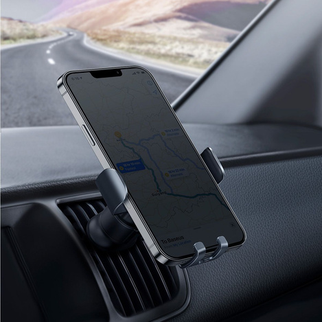 Baseus Metal Age II Gravitational Car Holder on ventilation grid (gray)
