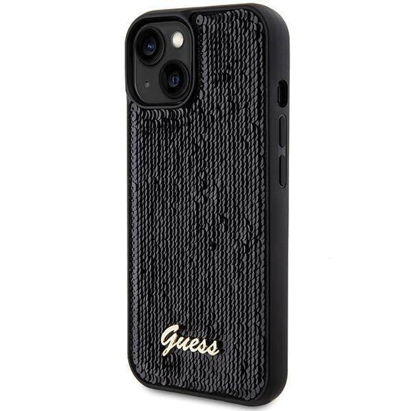 Guess nakładka do iPhone 14 6,1&quot; GUHCP14SPSFDGSK HC SEQUIN SCRIPT METAL czarna