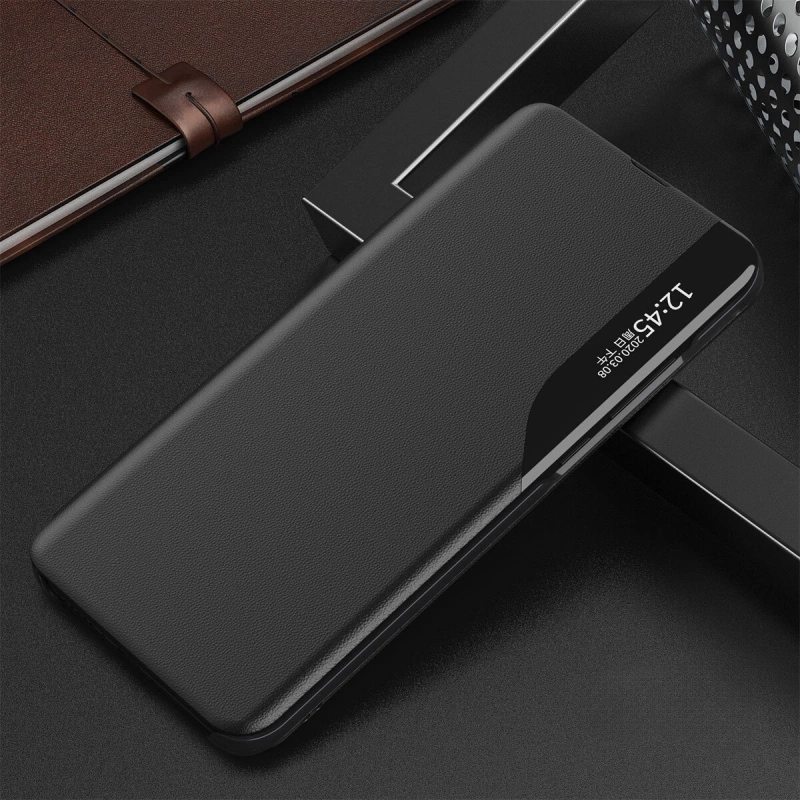 Eco Leather View Case für Samsung A05s mit Klappe – Schwarz