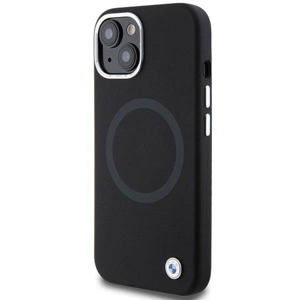 BMW Signature Liquid Silicone MagSafe Hülle für iPhone 15 Plus – Schwarz