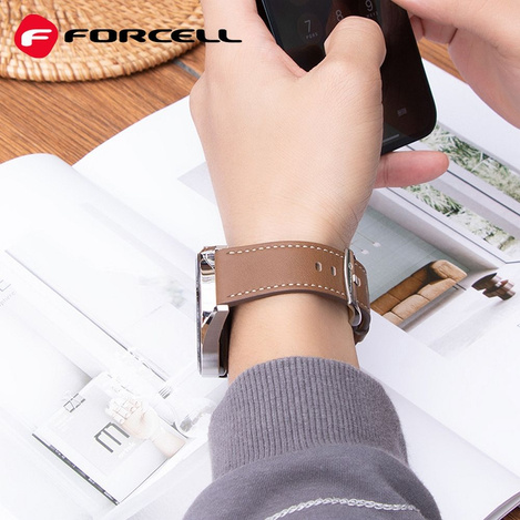 Pasek do Samsung Galaxy Watch Forcell F-Design FS21 skóra ekologiczna 22 mm brązowy