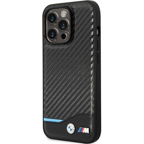 Hülle BMW BMHCP13L22NBCK iPhone 13 Pro / 13 6,1&quot; schwarz/schwarz Hardcase Leder Carbon