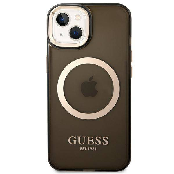 Guess Gold Outline Translucent MagSafe - Etui iPhone 14 (czarny)