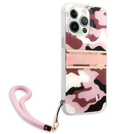 Guess nakładka do iPhone 13 Pro / 13 6,1" GUHCP13LKCABPI różowy hard case Camo Strap Collection