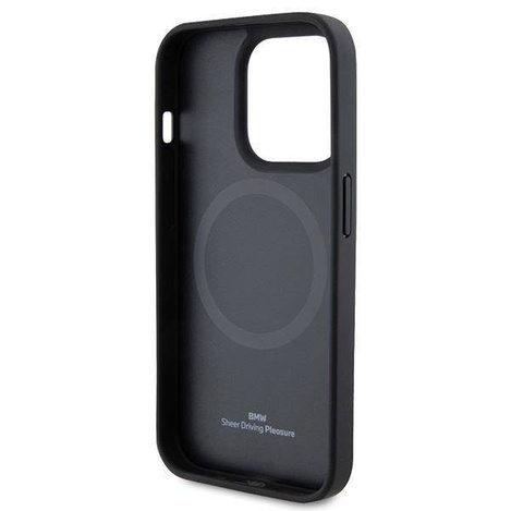 BMW MagSafe Leder Hot Stamp Hülle für iPhone 15 Pro – Schwarz