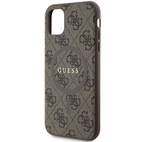 Oryginalne Etui GUESS Hardcase GUHMN61G4GFRW do iPhone 11 (Kompatybilny z Magsafe / 4G Ring classic logo / brązowy)