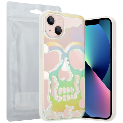 ETUI SKULL IPHONE 13 HOLO WHITE / BIAŁY