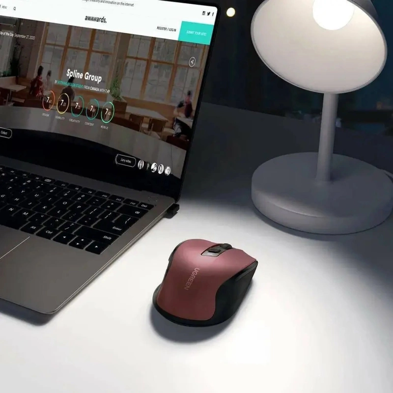 Ugreen MU006 wireless optical mouse USB 2.4GHz / Bluetooth 5.0 4000 DPI - red