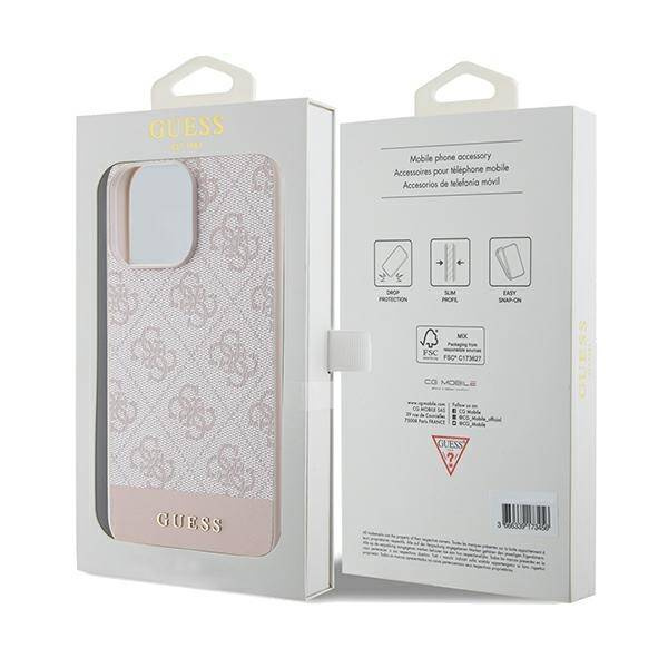 Oryginalne Etui GUESS hard case 4G Stripe Collection GUHCP14LG4GLPI do Iphone 14 Pro różowy