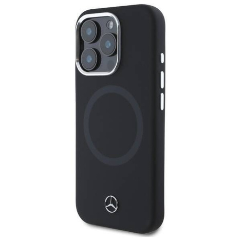 Original Handyhülle IPHONE 16 PRO Mercedes Hardcase Silicone Tonal Logo MagSafe (MEHMP16L23SUTTK) schwarz