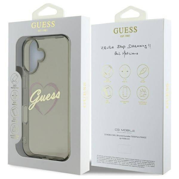 Original Case IPHONE 16 PLUS Guess Hardcase IML Heart (GUHCP16MHCHGSPK) black