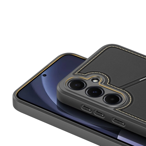 Dux Ducis Rafi II Hülle für Samsung Galaxy S25+ mit Ständer und Geldbörse – Schwarz